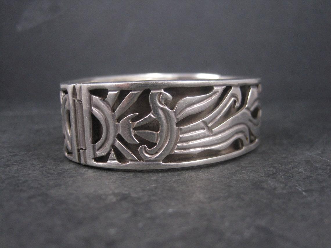 Vintage Mexican Sterling Sun Bangle Bracelet 6.75 Inches For Sale 1