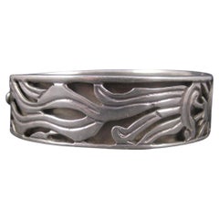Vintage Mexican Sterling Sun Bangle Bracelet 6.75 Inches