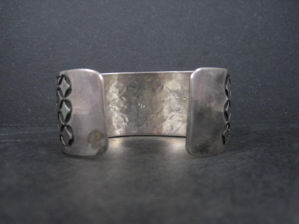 Vintage Mexican Sterling Tribal Cuff Bracelet For Sale 1