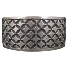 Vintage Mexican Sterling Tribal Cuff Bracelet