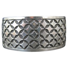 Heavy Vintage Mexican Sterling Tribal Cuff Bracelet 7"