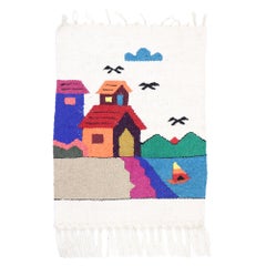 Vintage Mexican Tapestry with Boho Chic Folk Art Style
