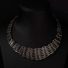 Vintage Mexican Taxco Modernist Sterling Silver Collar Necklace Choker Cleopatra