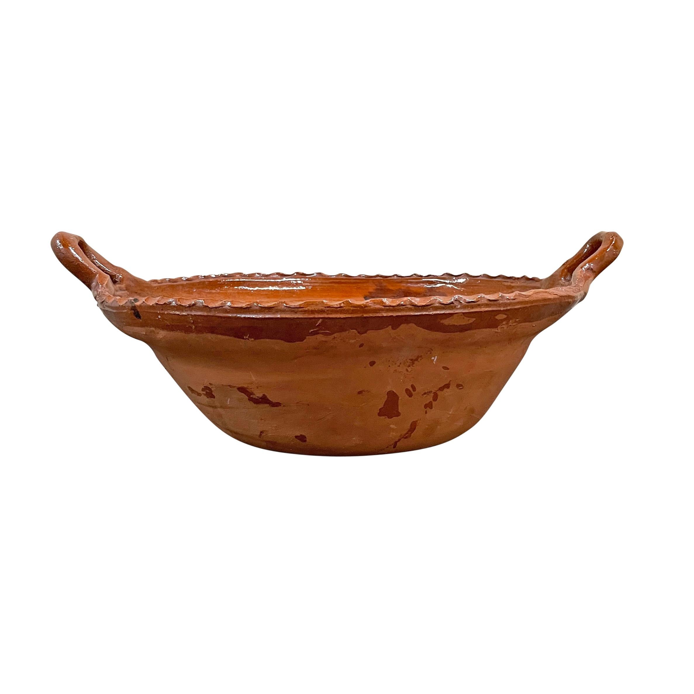 Rustic Vintage Mexican Terracotta Bowl For Sale