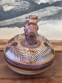 Vintage Mexican Tonal-a Floral Duck Shaped Pitcher and Cup