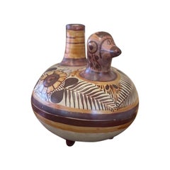 Vintage Mexican Tonal-a Floral Duck Shaped Pitcher and Cup
