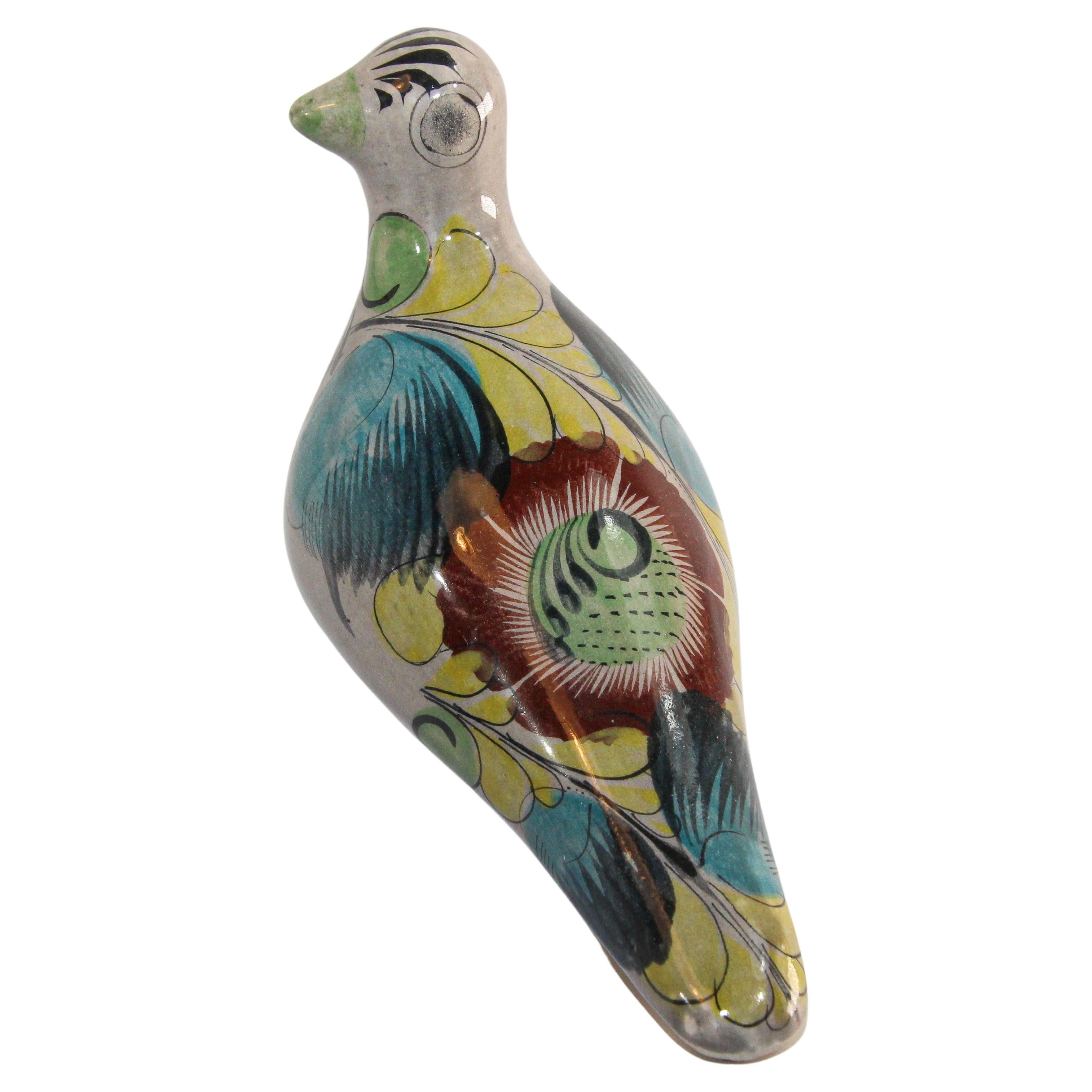 Circa 1970's Nesting Dove Glazed Clay Ceramic Pottery Made in Mexico Vintage Tonala Hand Crafted Mexican Pottery Bird Art Pottery