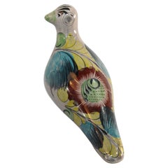 Vintage Mexican Tonala Pottery Hand Painted Bird