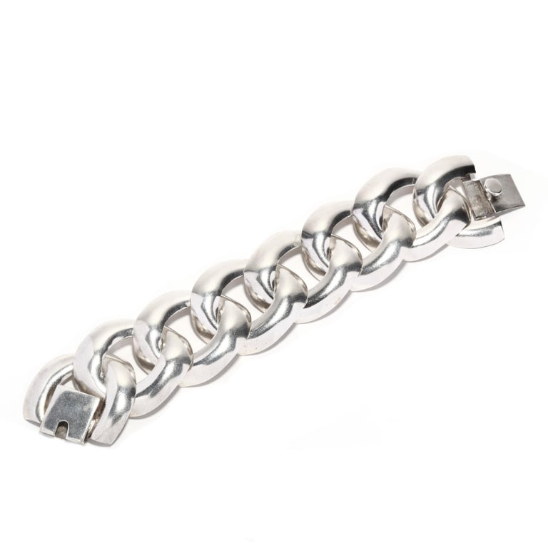 Vintage Sterling Silver Mexican Gate Link Bracelet