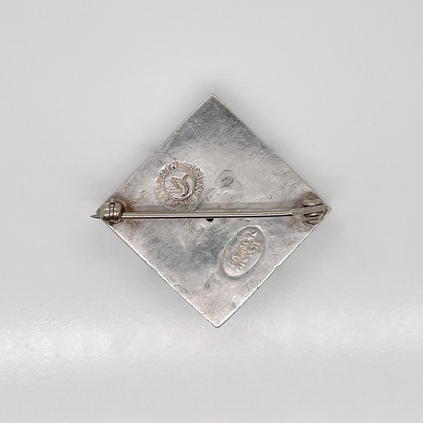 Orecchini a forma di cubo quadrato modernista d'epoca in argento William Spratling e spilla in vendita 10
