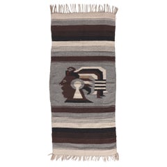 Vintage Mexican Zapotec Pictorial Rug, Mesoamerican Meets Contemporary Santa Fe