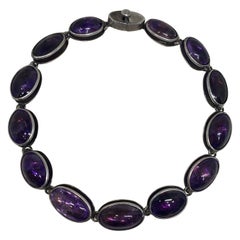 Vintage Mexico Modernist 1950’s Antonia Pineda 970 Silver & Amethyst Necklace