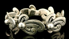 Vintage Mexico Sterling Silver Leaf Motif Necklace Pendant Bracelet Earrings Set