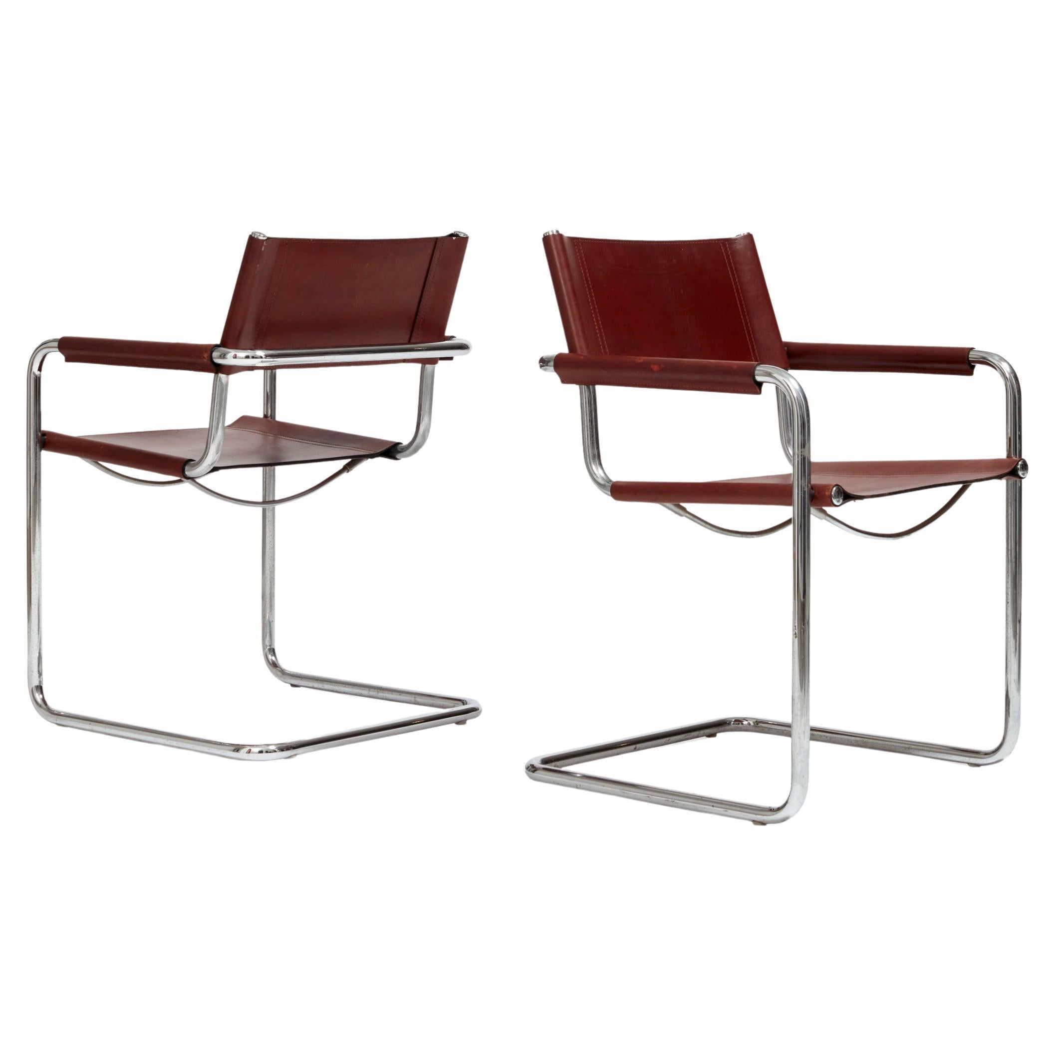 Vintage MG5 Leather Armchairs by Marcel Breuer for Matteo Grassi