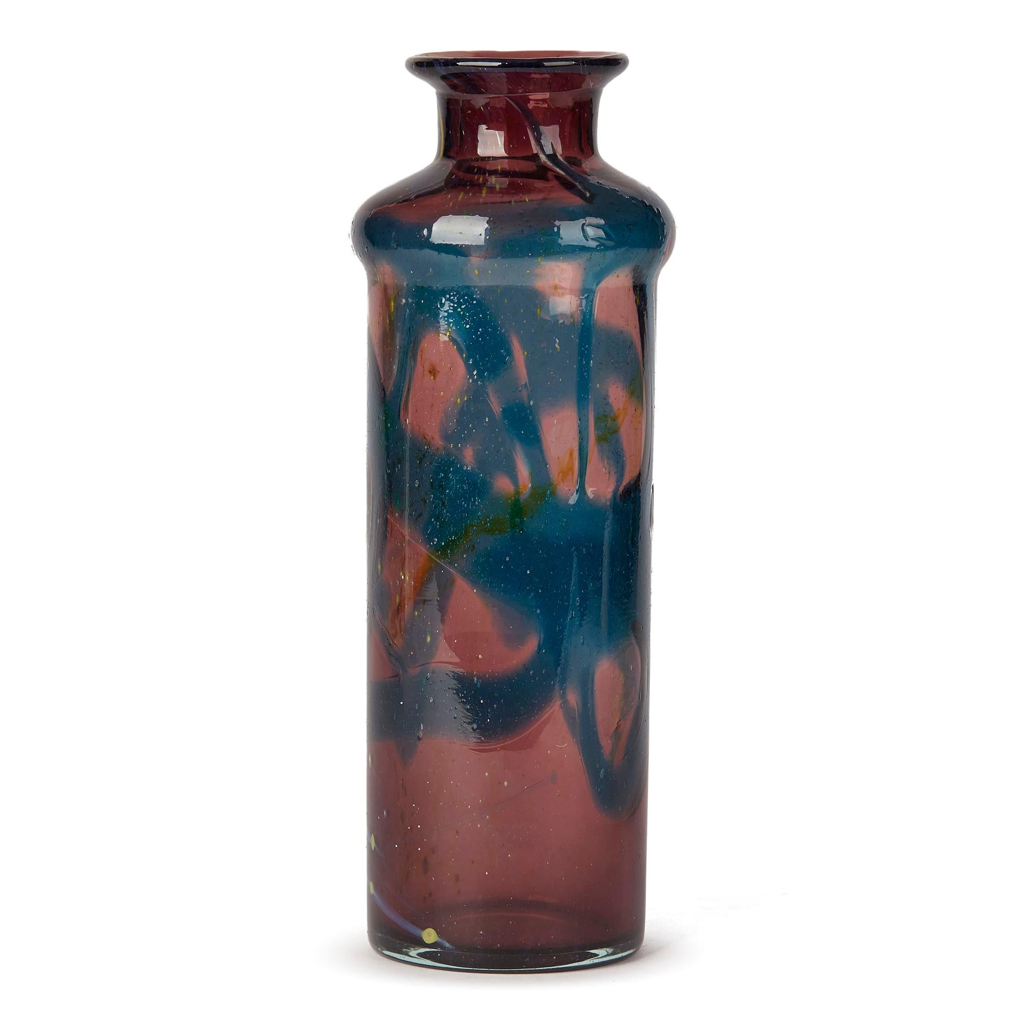 Mid-Century Modern Vintage M.Harris for Mdina Amethyst Glass Vase, 20th Century