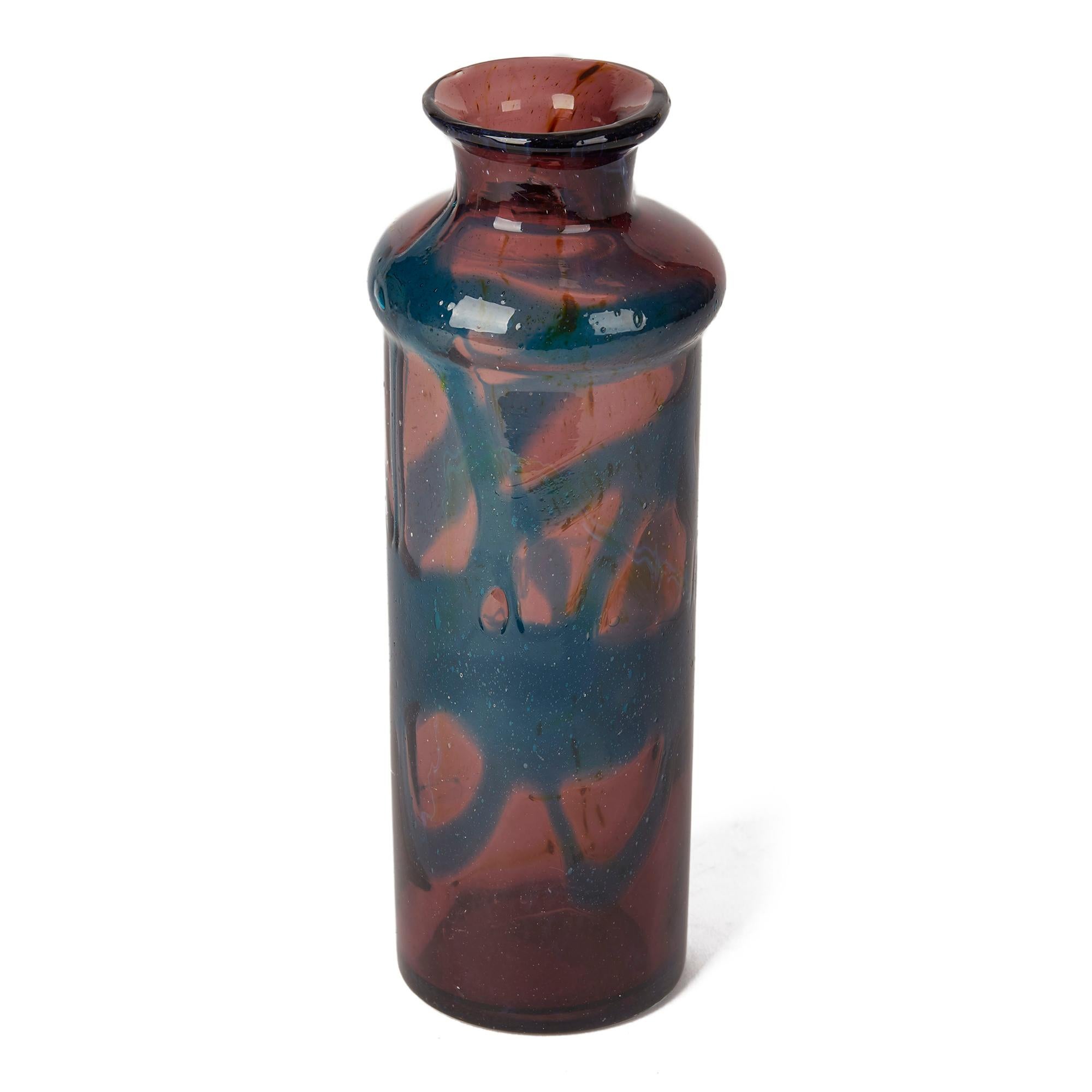 Vintage M.Harris for Mdina Amethyst Glass Vase, 20th Century In Good Condition In Bishop's Stortford, Hertfordshire