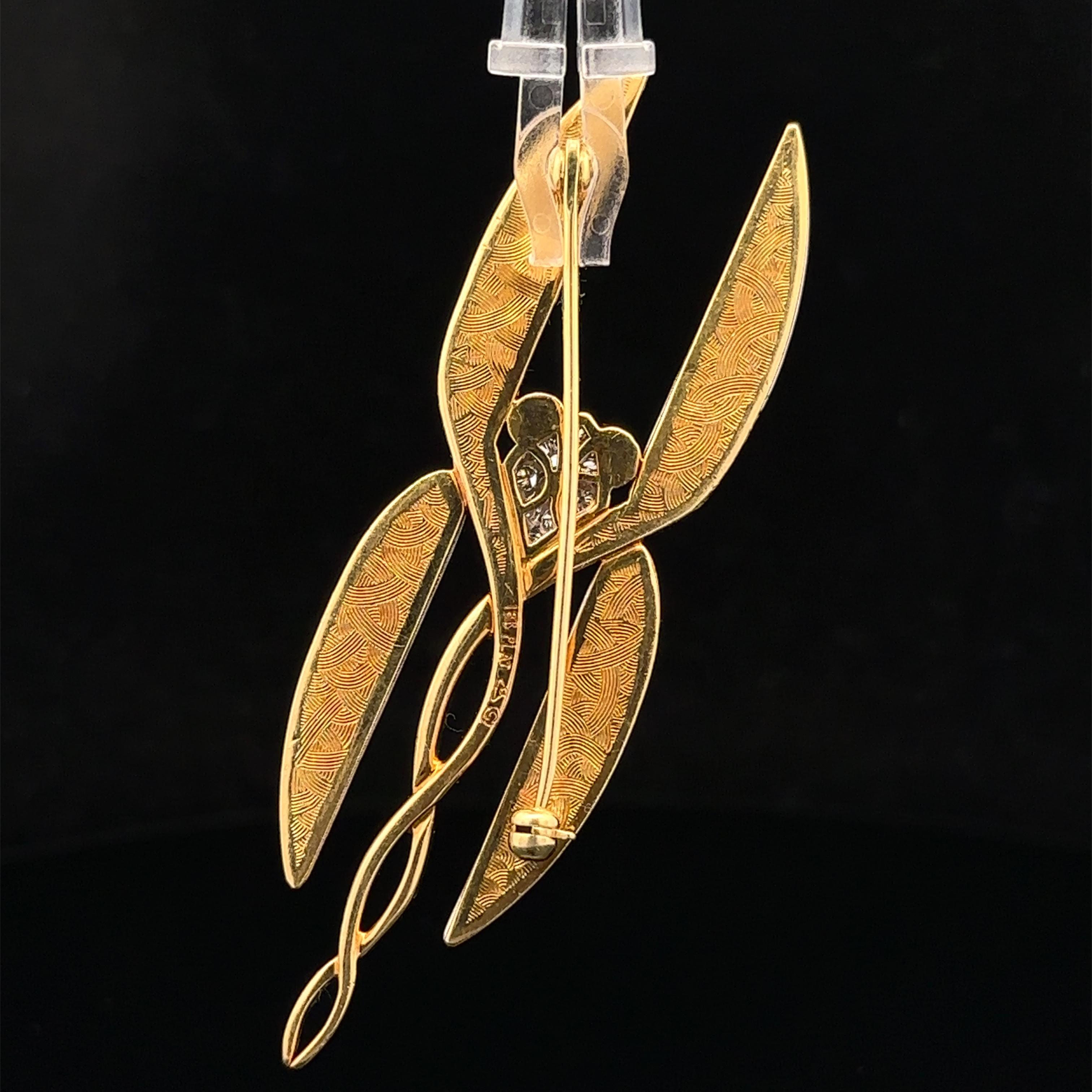 Brilliant Cut Vintage Michael Bondanza 18k Gold & Platinum Diamond Abstract Spider Pin Brooch For Sale