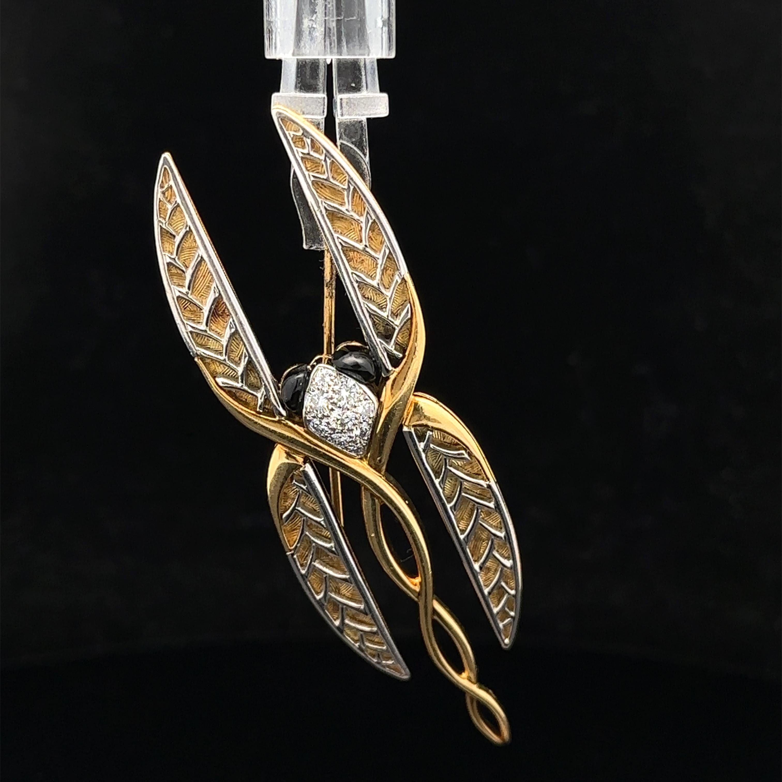 Vintage Michael Bondanza 18k Gold & Platinum Diamond Abstract Spider Pin Brooch In Excellent Condition For Sale In Montclair, NJ