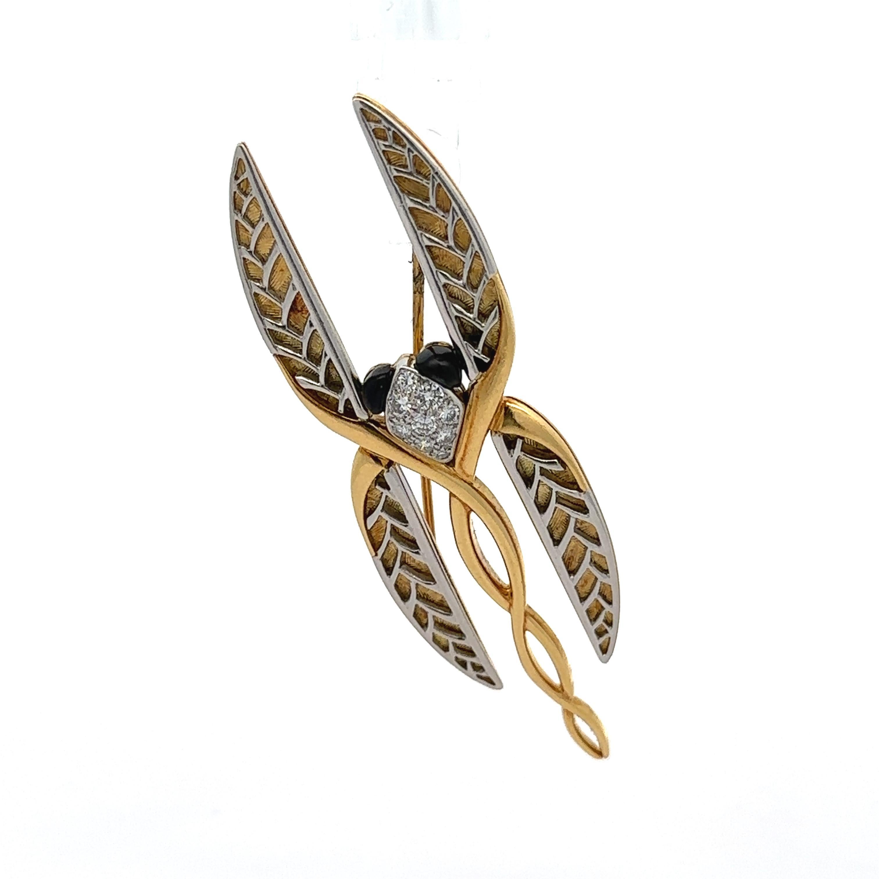 Women's or Men's Vintage Michael Bondanza 18k Gold & Platinum Diamond Abstract Spider Pin Brooch For Sale