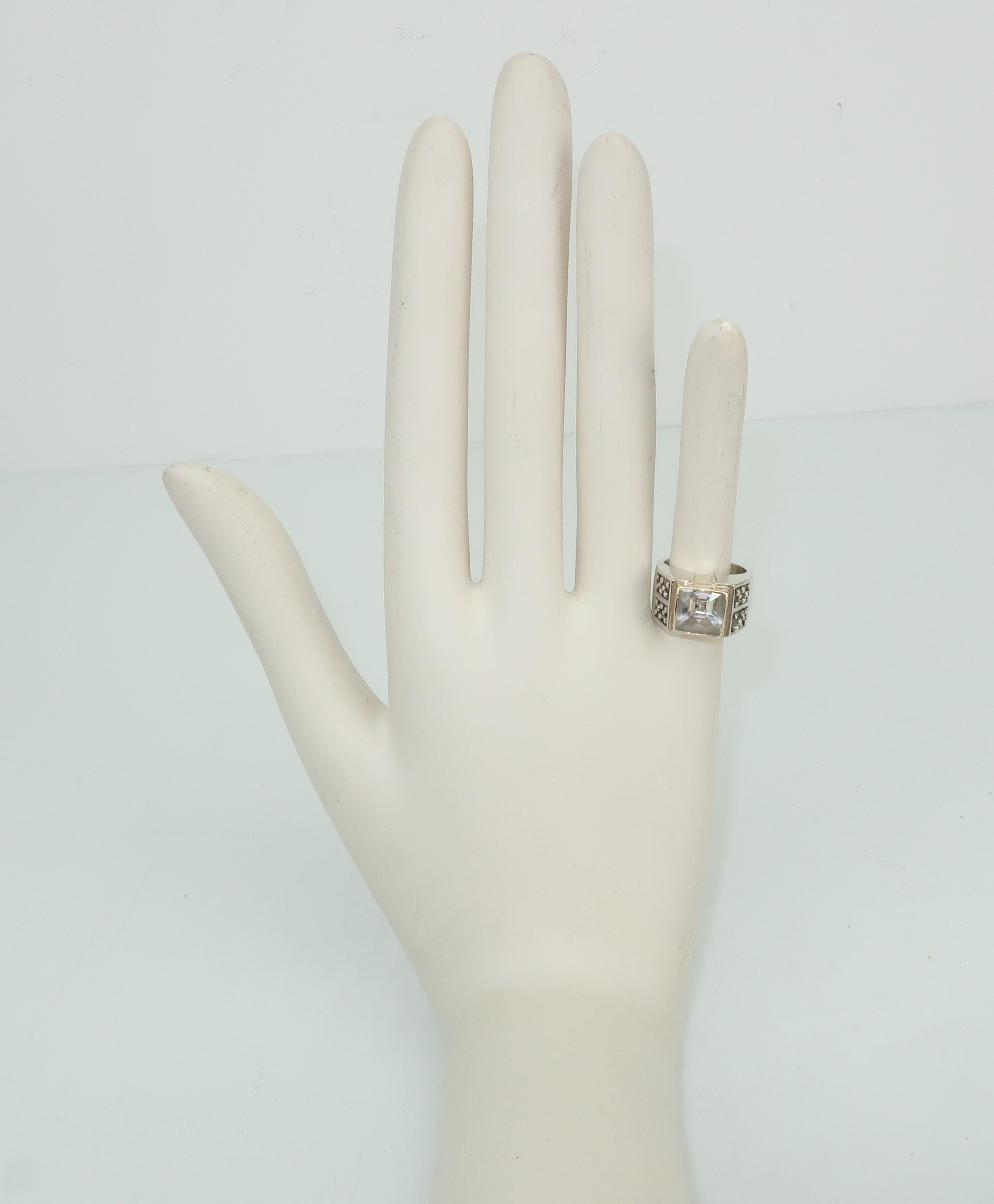Vintage Michael Dawkins Modernist Sterling Silver & Quartz Crystal Ring 4