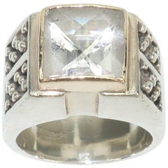 Vintage Michael Dawkins Modernist Sterling Silver & Quartz Crystal Ring