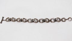 Vintage Michael Dawkins Sterling Silver Stirrup Style Link Toggle Bracelet