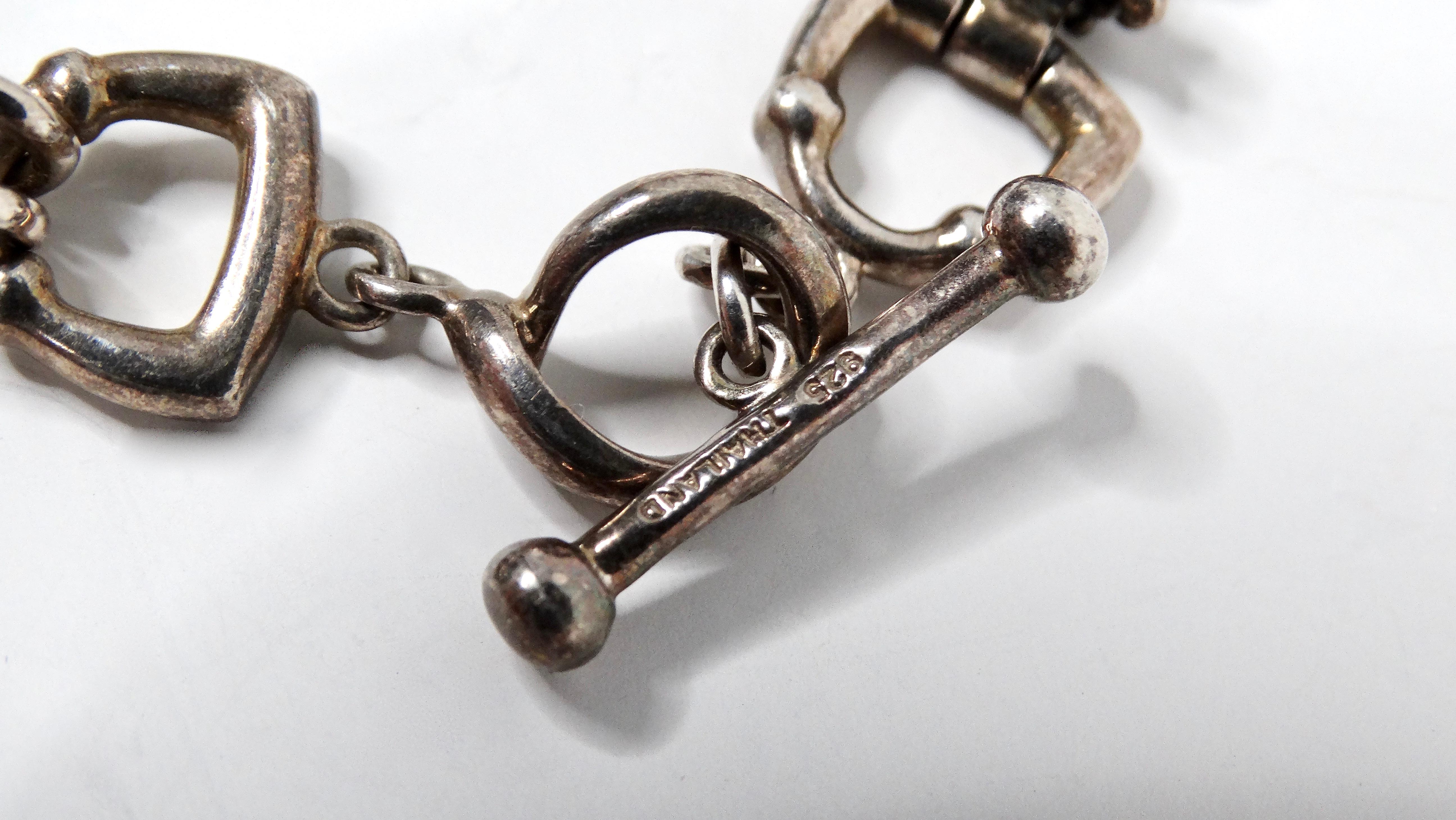 Pulsera de eslabones estilo estribo de plata de ley vintage Michael Dawkins en venta 1