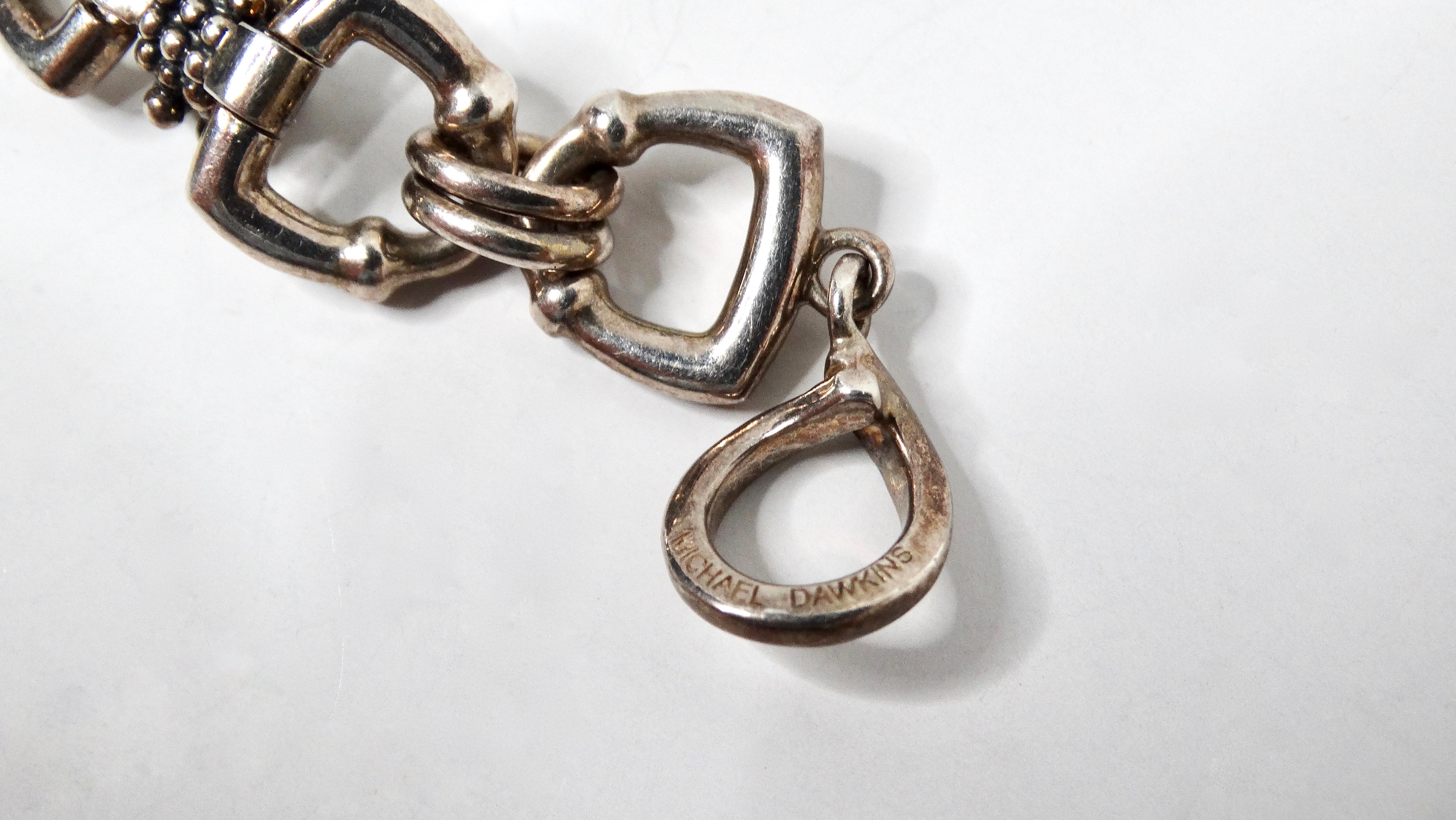 Pulsera de eslabones estilo estribo de plata de ley vintage Michael Dawkins en venta 2