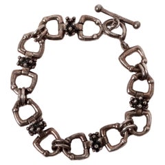 Vintage Michael Dawkins Sterling Silver Stirrup Style Link Toggle Bracelet