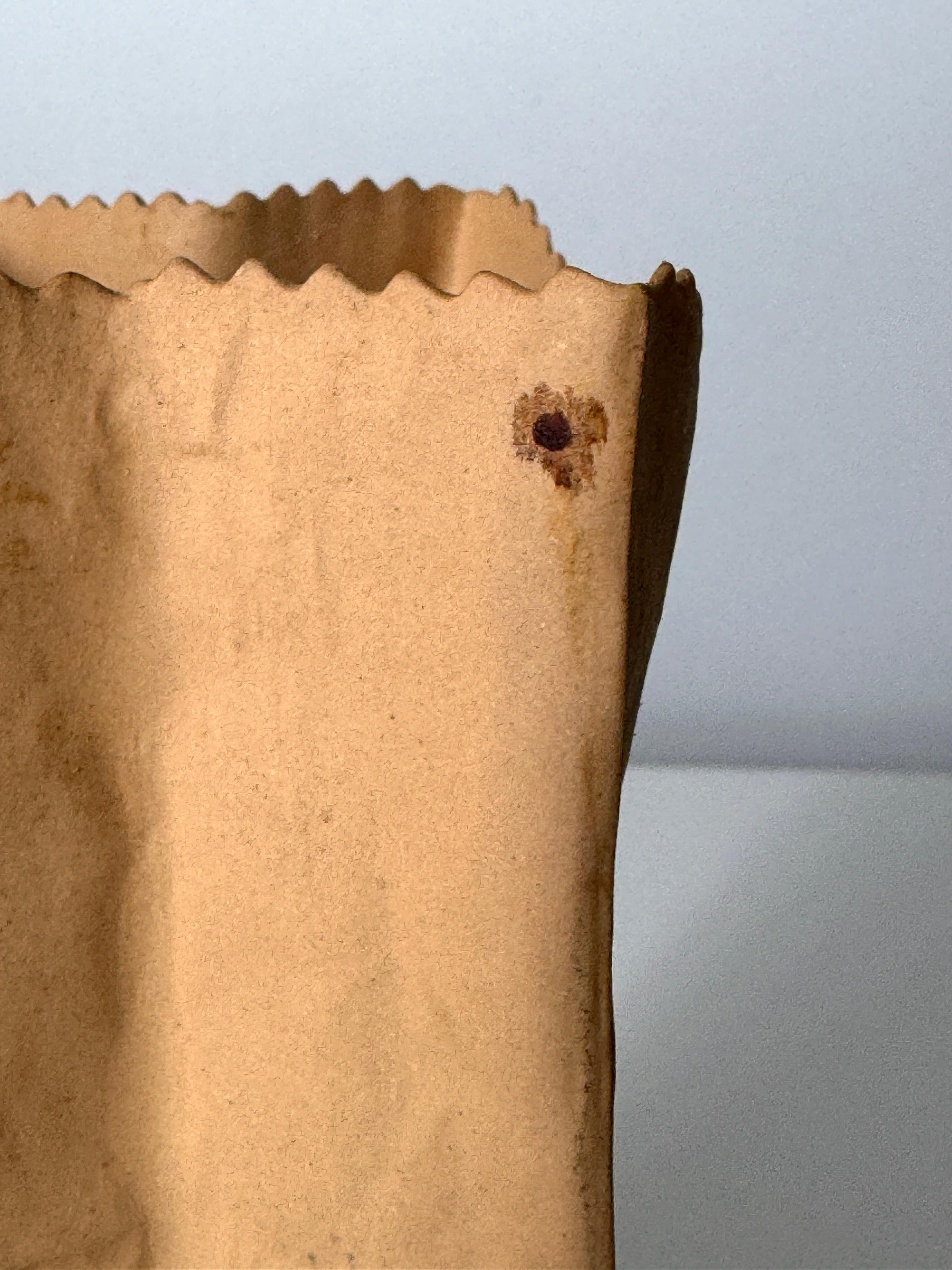 Vintage Michael Harvey Craft Pop Art Ceramic Paper Bag Sculpture Vase 1970s 2