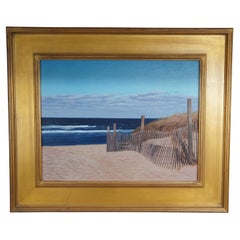 Retro Michael McGovern Nantucket Seascape Walk on the Beach Oil Painting