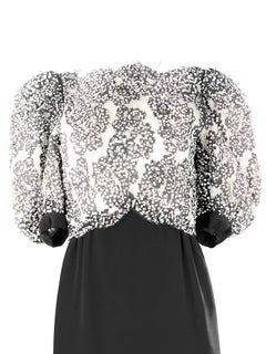 Vintage MICHAEL NOVARESE Black and White Sequin Silk Evening Dress Size Small