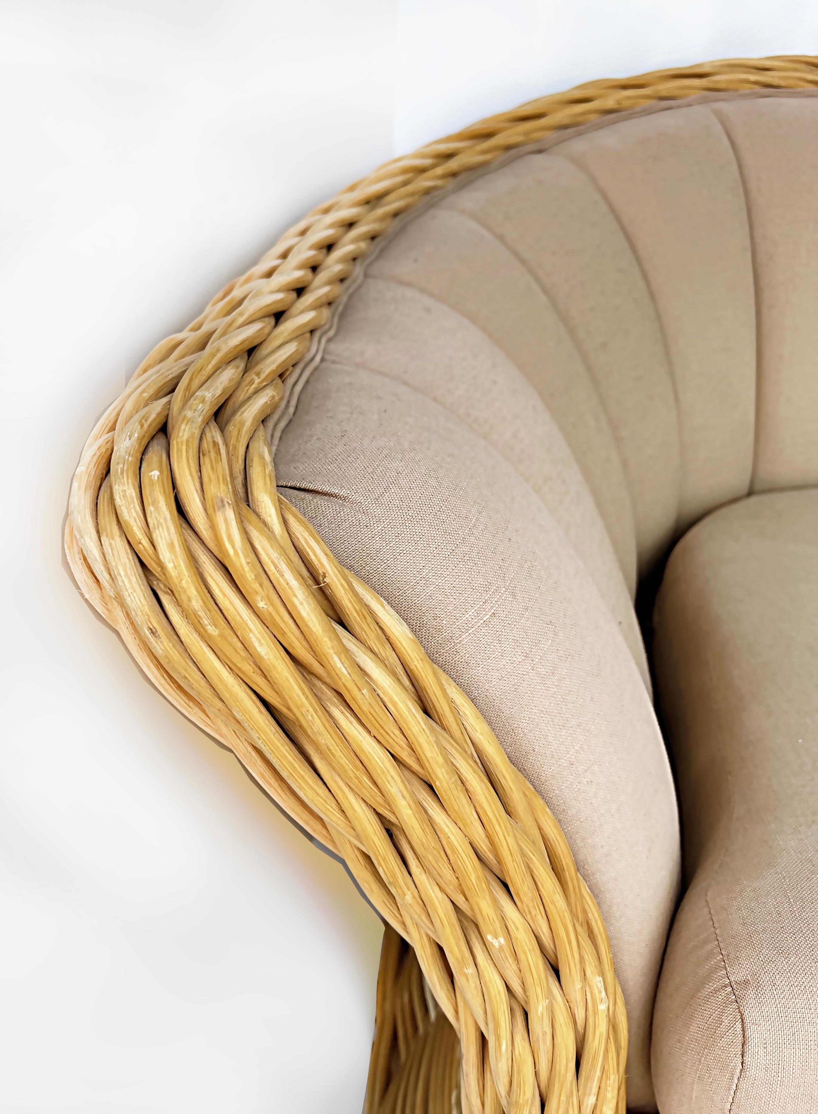 20th Century Vintage Michael Taylor Style Woven Rattan Channel Sofa