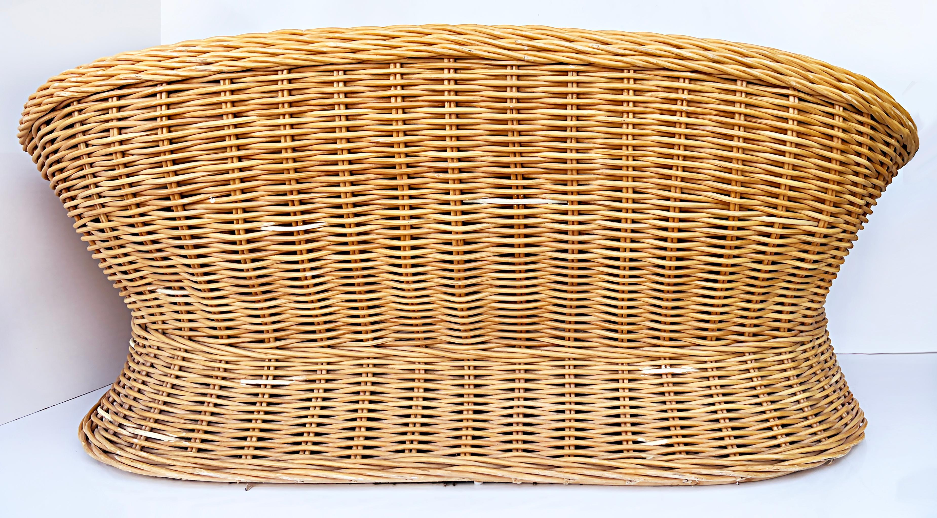 Vintage Michael Taylor Style Woven Rattan Channel Sofa 1
