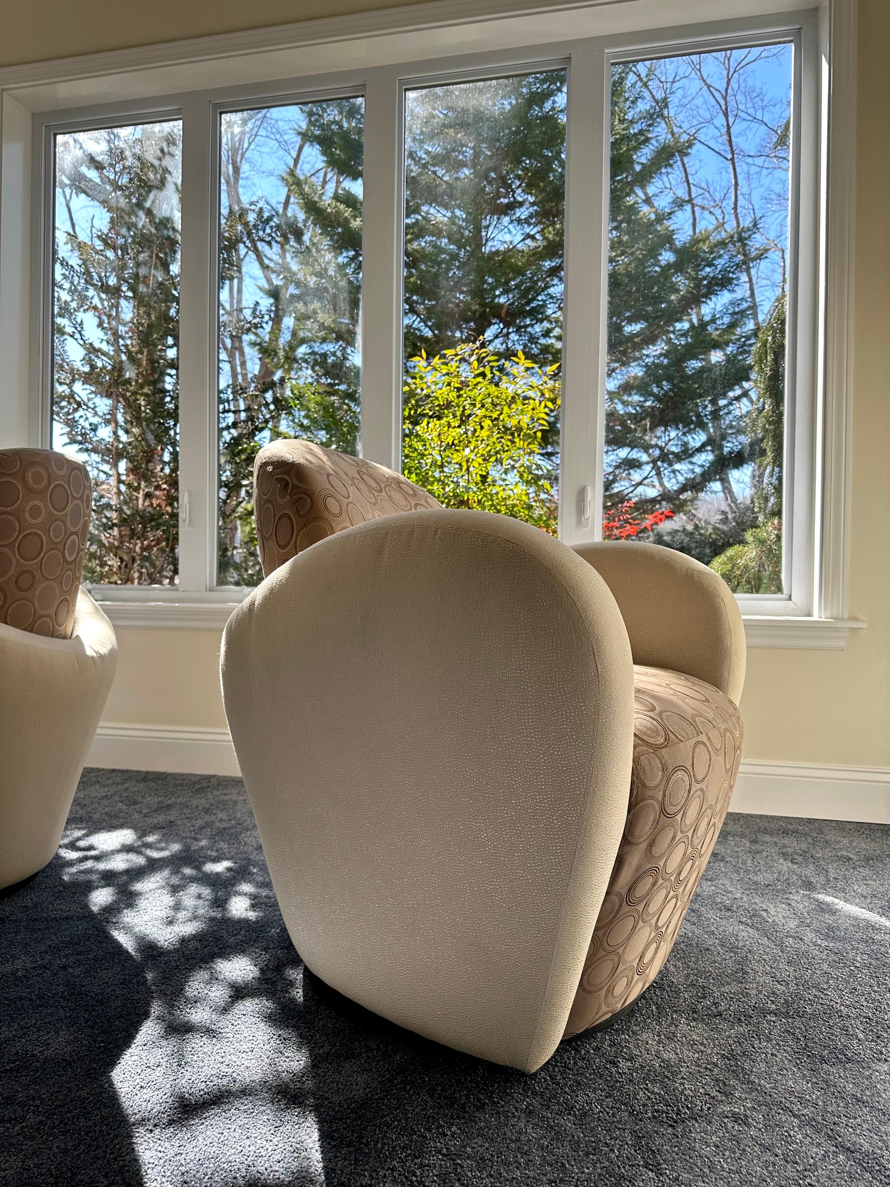 Post-Modern Vintage Michael Wolk Swivel Chairs, a pair For Sale