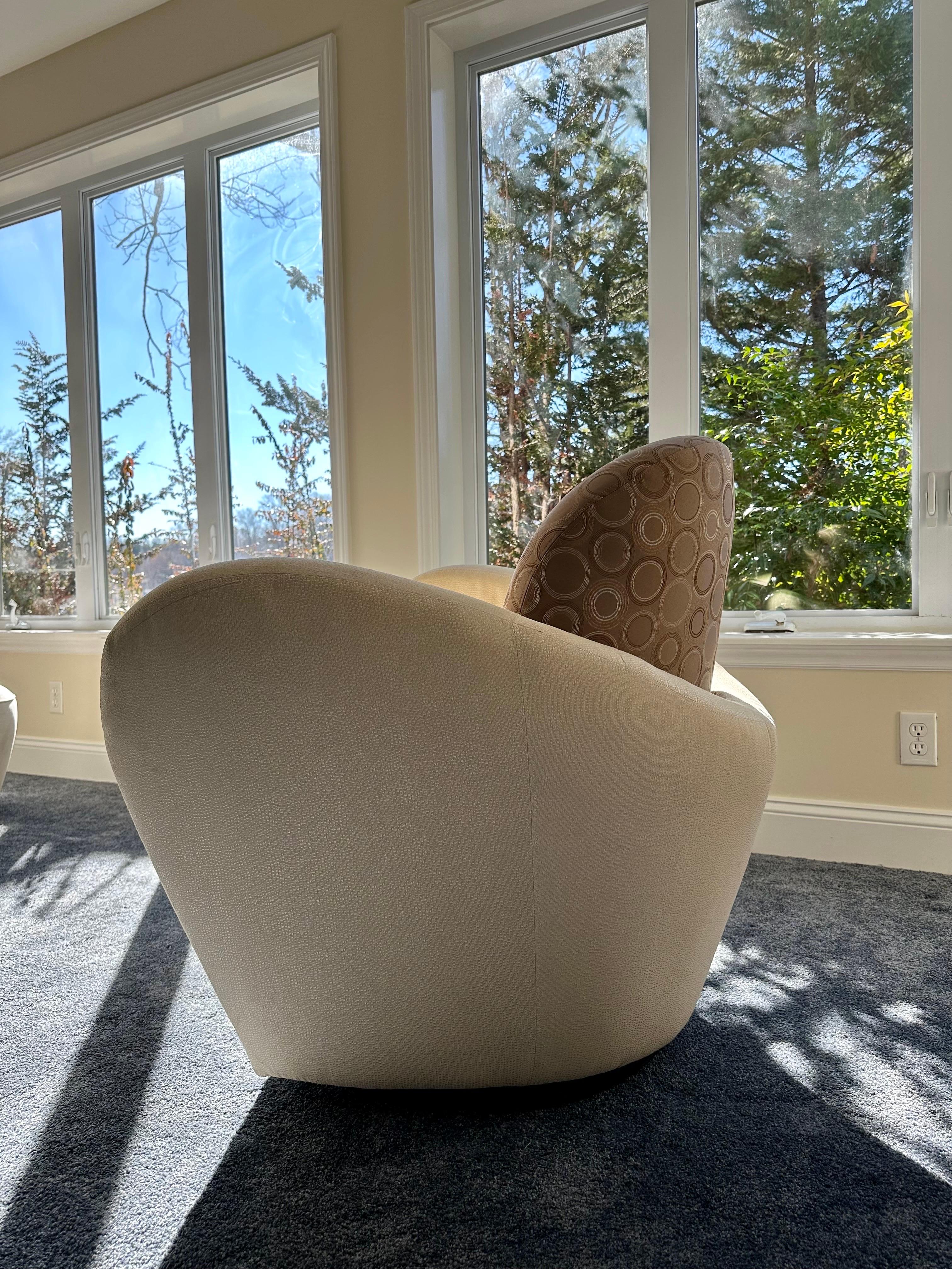 American Vintage Michael Wolk Swivel Chairs, a pair For Sale