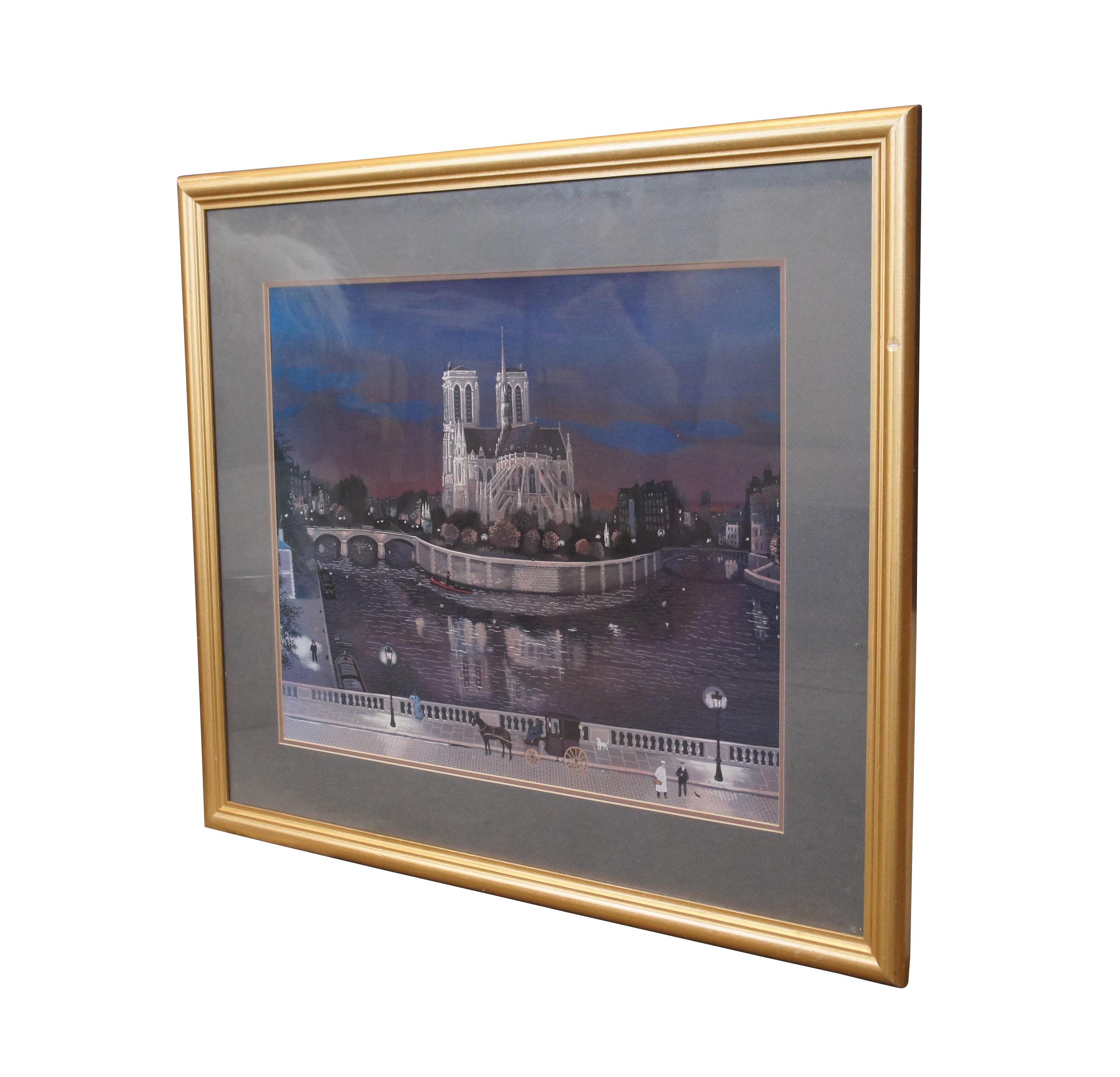 Vintage Michel Delacroix Le Chevet de Notre Dame Paris France Lithographie 33