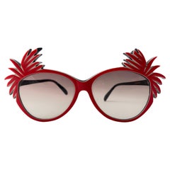 Occhiali da sole vintage Michele Lamy per Victor Gros Red " Cocotier " Sparkles Francia
