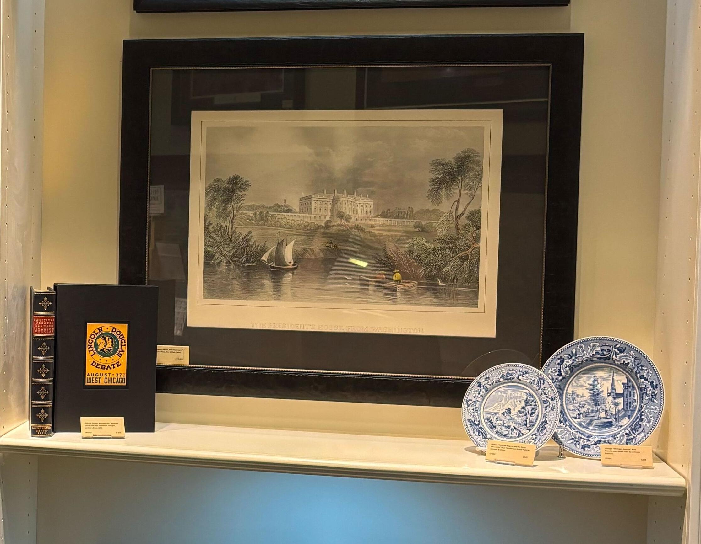 Blauer Transferware-Teller „Michigan Avenue“ von Johnson Brothers, Vintage (Spätes 19. Jahrhundert) im Angebot