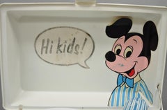 Vintage Mickey Mouse Walt Disney Blue Portable Record Player GE Turntable (B)