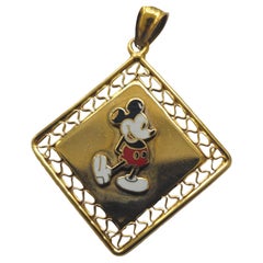 Pendentif vintage Micky Mouse en or 14 carats