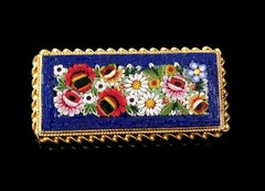 Vintage Micro Mosaic brooch, floral, Italian