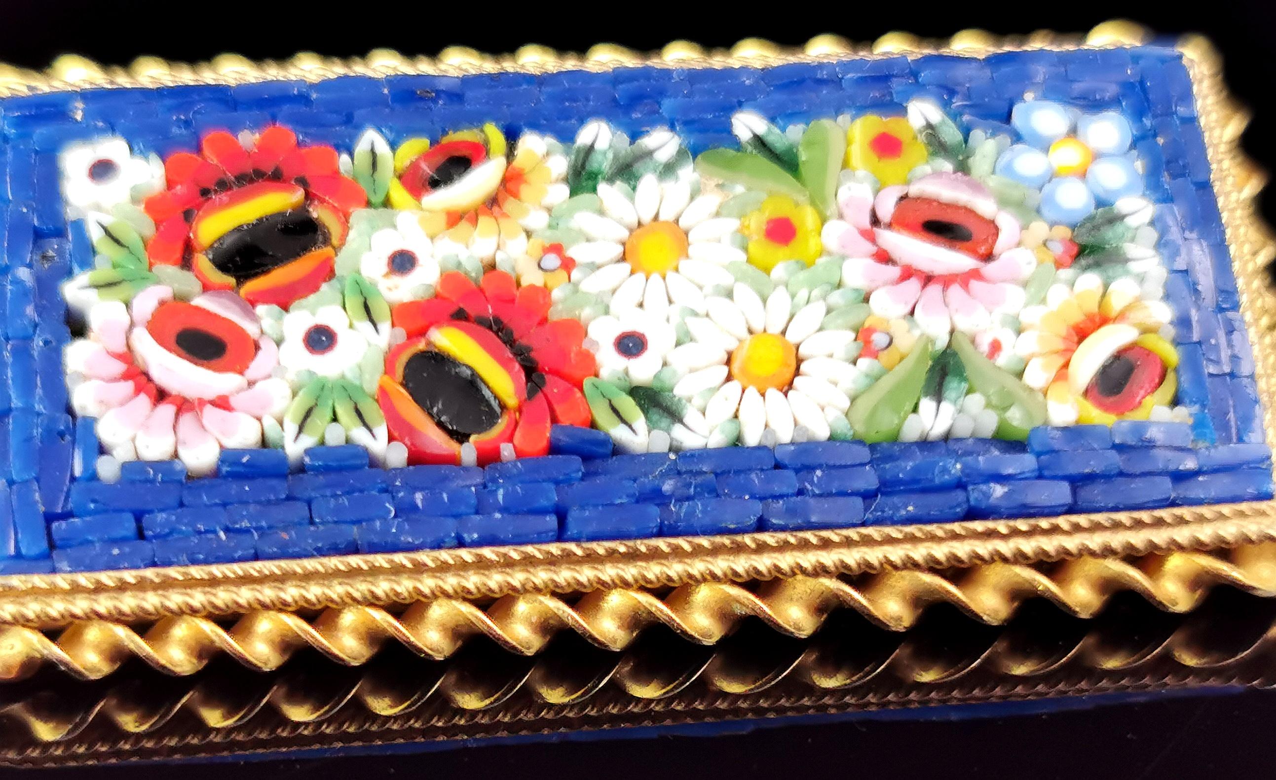 Retro Vintage Micro Mosaic brooch, floral, Italian 