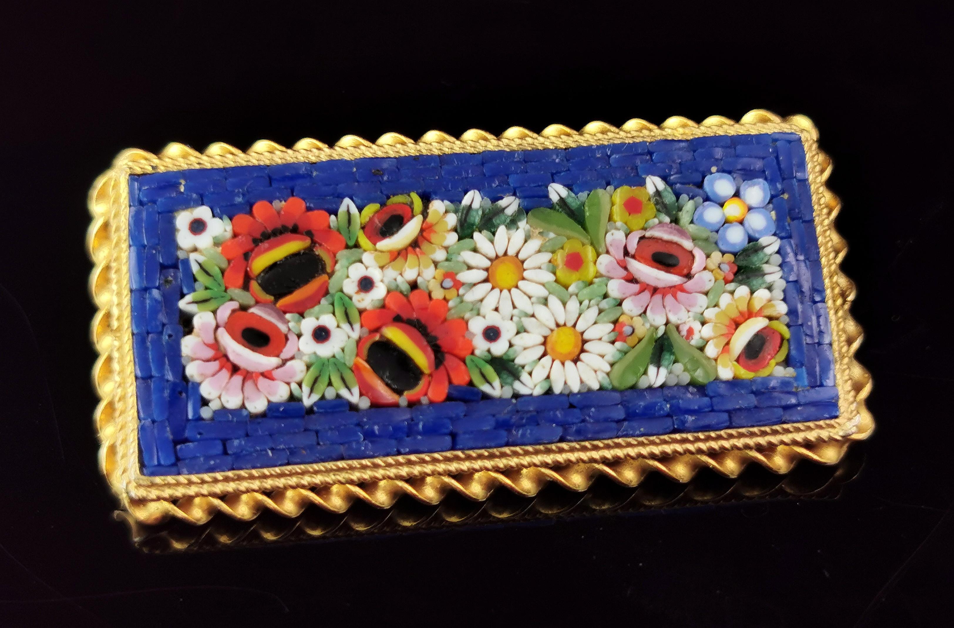 Women's Vintage Micro Mosaic brooch, floral, Italian 