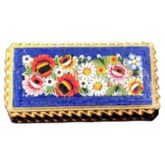 Retro Micro Mosaic brooch, floral, Italian 