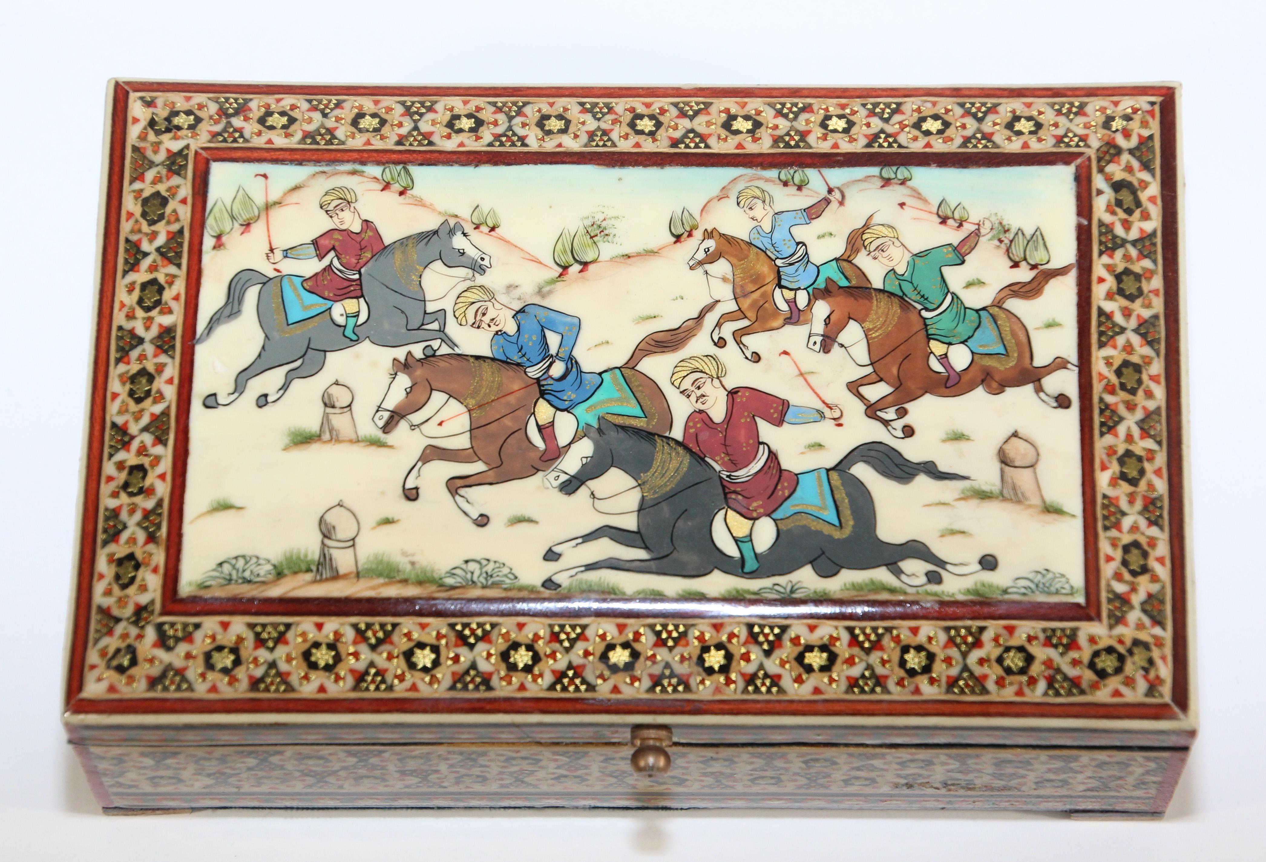 Vintage Micro Mosaic Indo Persian Moorish Inlaid Trinket Box 6