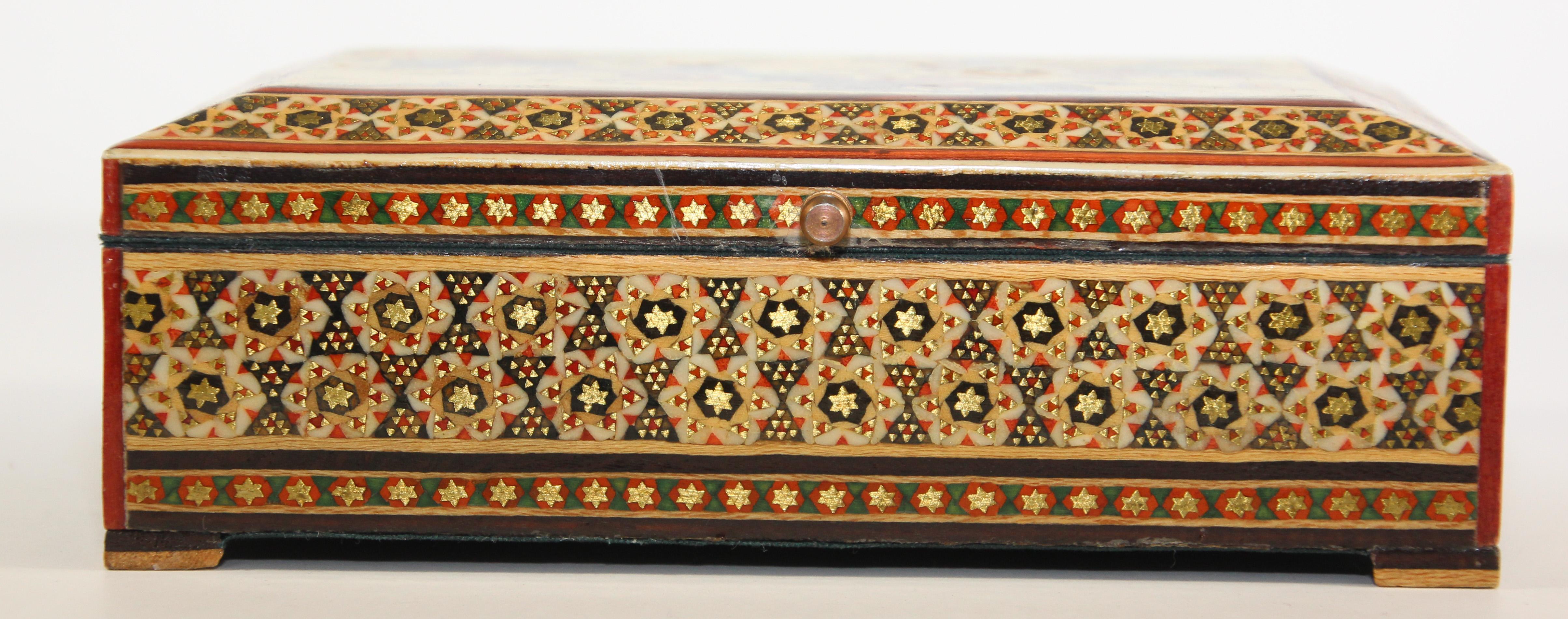 Vintage Micro Mosaic Indo Persian Moorish Inlaid Trinket Box 11