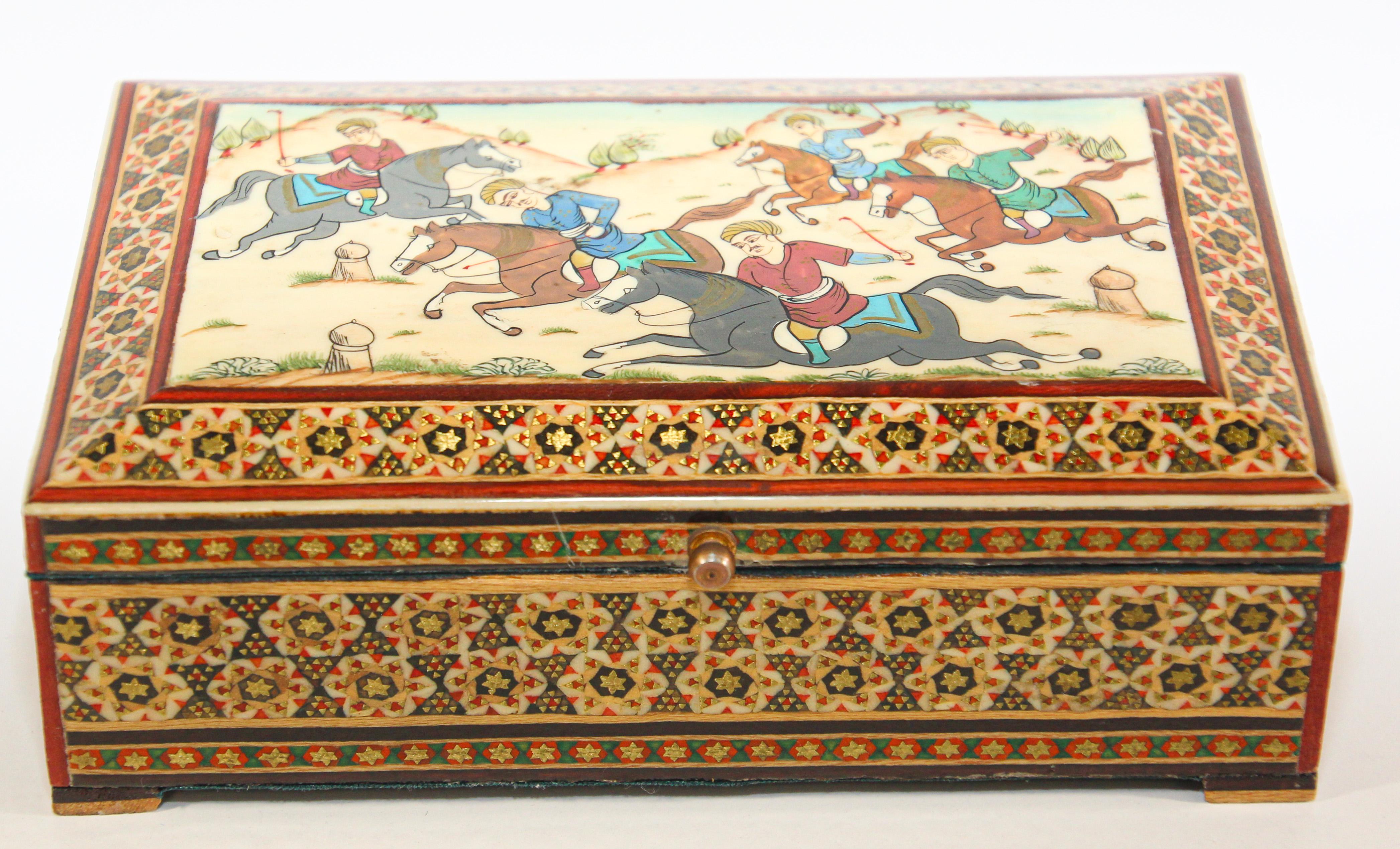 Vintage Micro Mosaic Indo Persian Moorish Inlaid Trinket Box 13