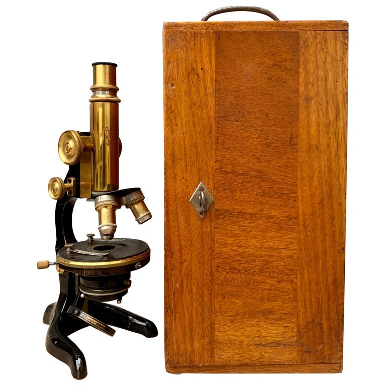 Vintage Mikroskop von Ernst Leitz mit Originalverpackung:: Deutschland:: um  1915 bei 1stDibs