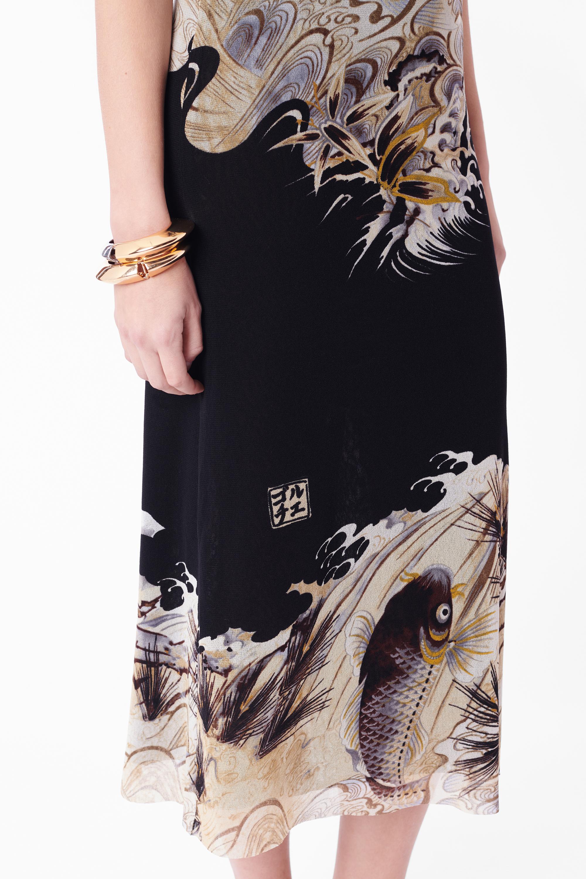 Women's Vintage Mid 1990’s Koi Fish Printed Mesh Dress 
